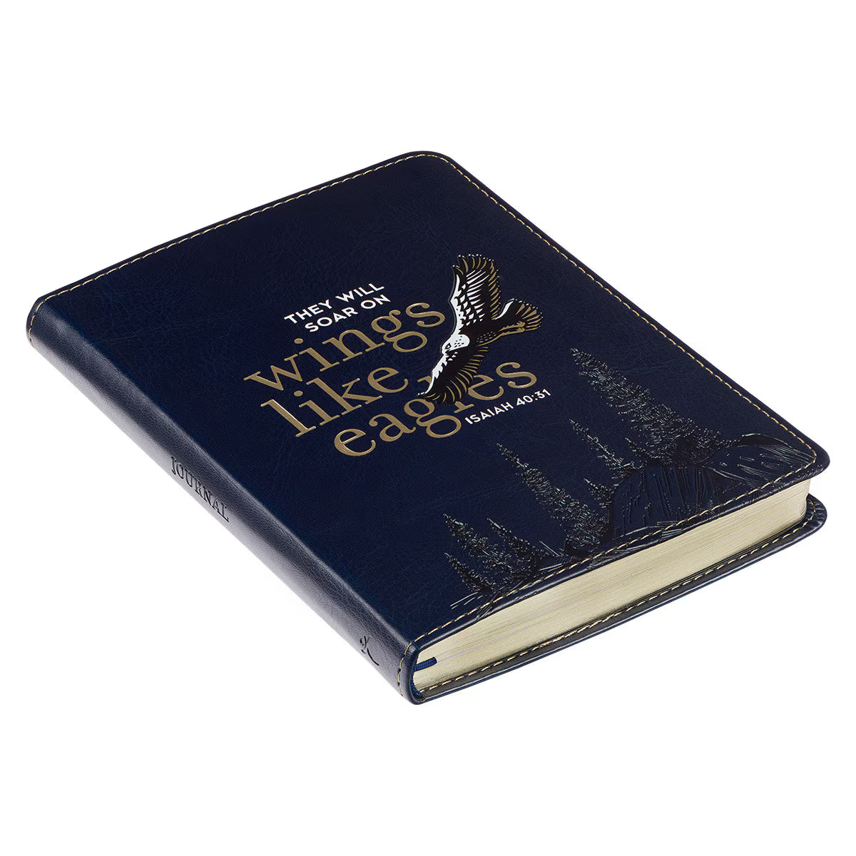 Wings Like Eagles Navy Blue Handy-sized Faux Leather Journal - Isaiah 40:31