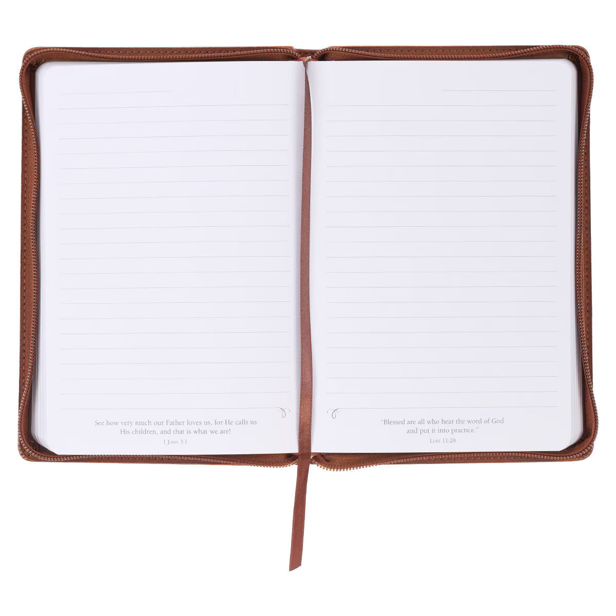 Be Strong Toffee-brown Faux Leather Classic Journal with Zippered Closure - Joshua 1:9