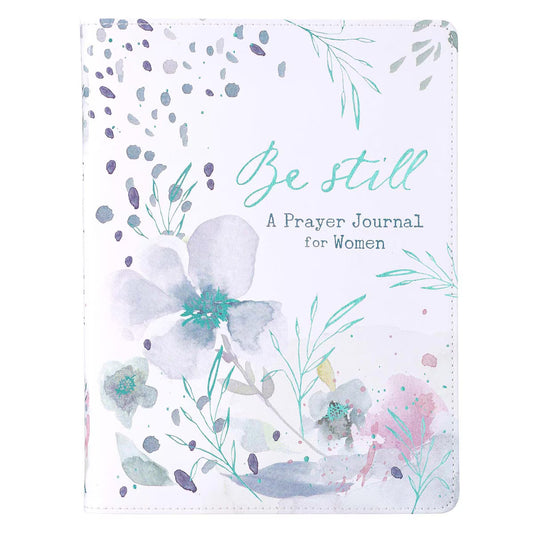 Be Still White Faux Leather Prayer Journal for Women