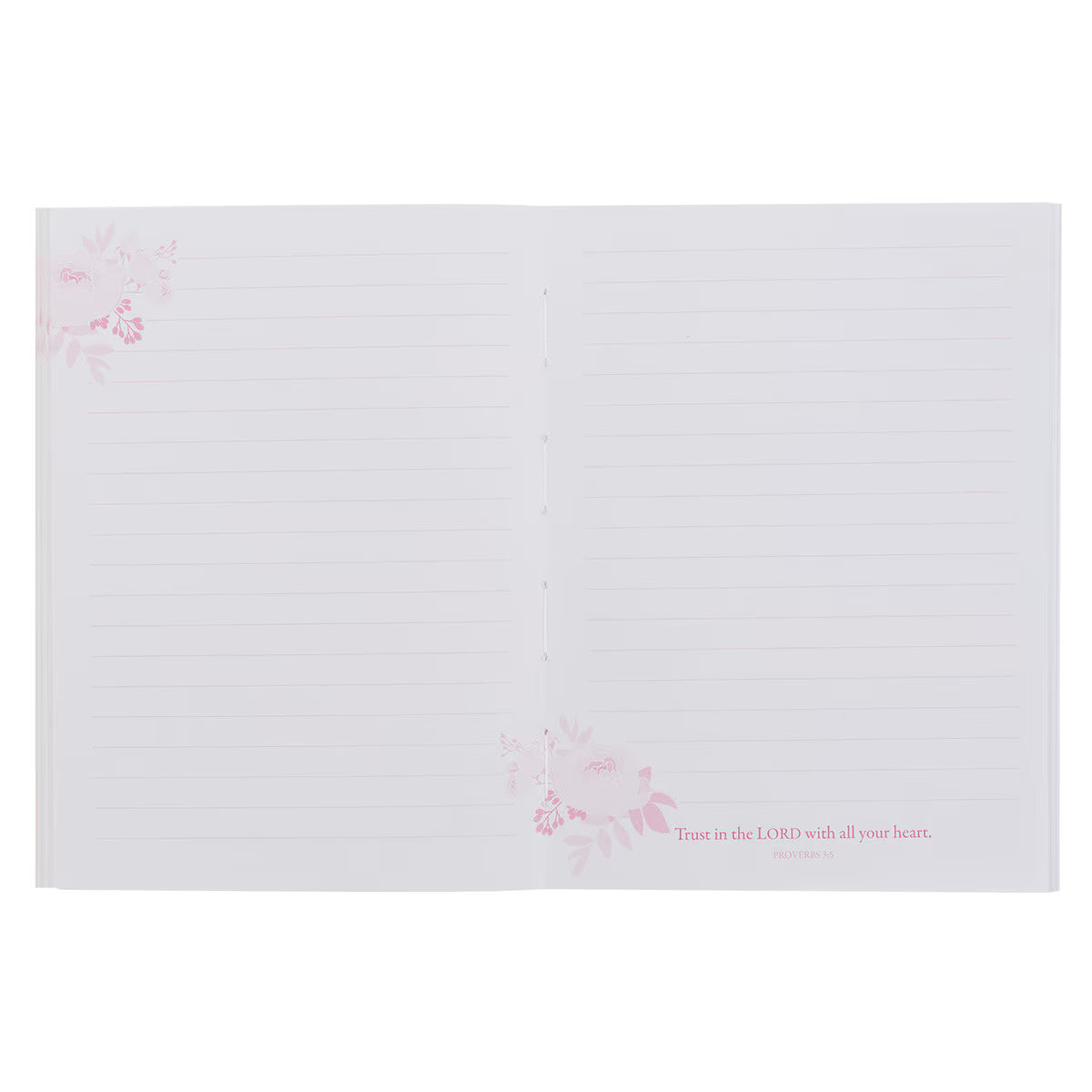 Trust in the Lord Pink Floral Medium Notebook - Proverbs 3:5