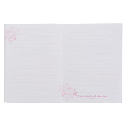 Trust in the Lord Pink Floral Medium Notebook - Proverbs 3:5