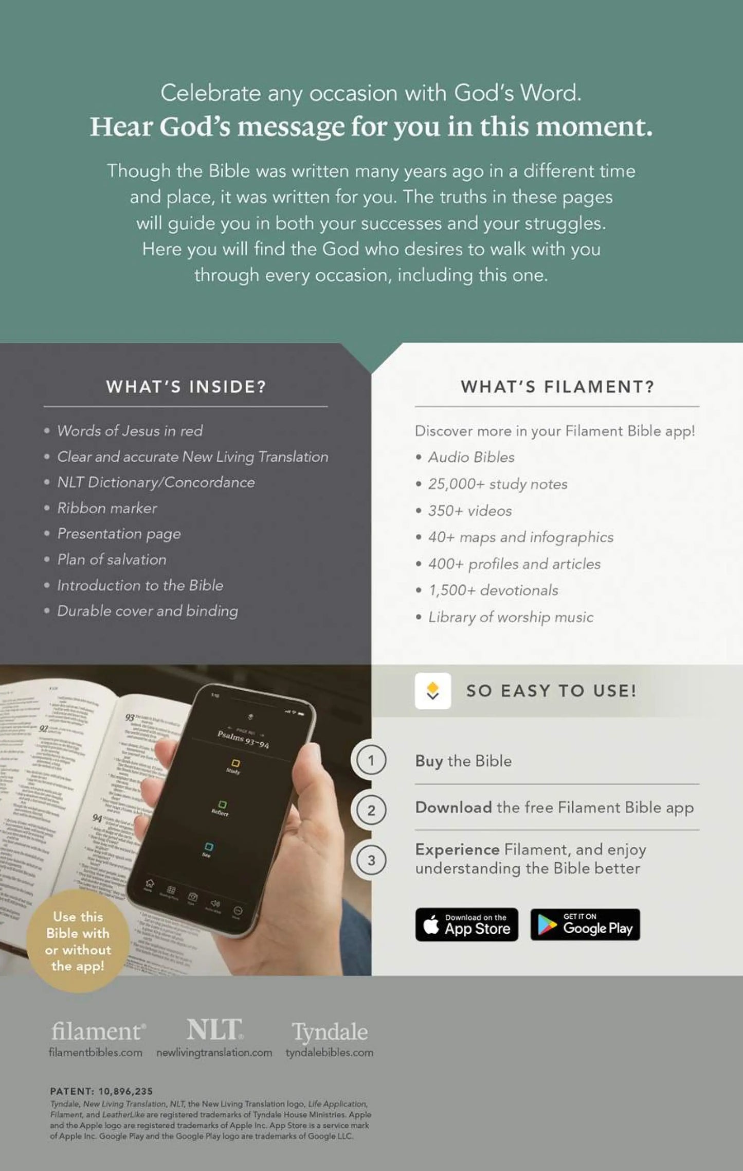 Premium Gift Bible NLT, Filament Enabled (LeatherLike, Starlight Path Brown, Red Letter)