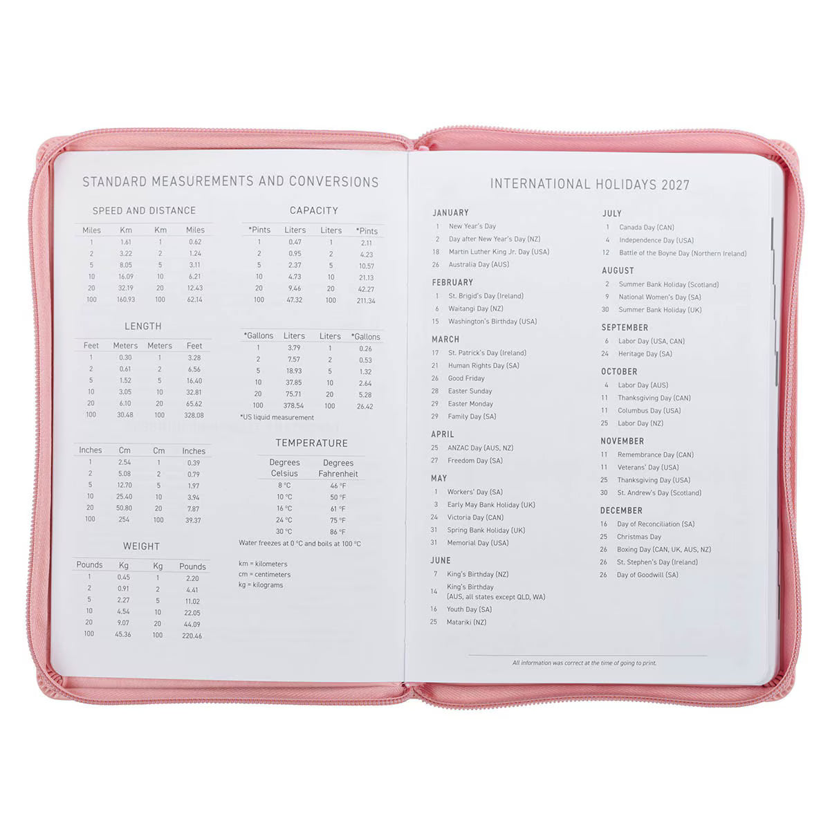 2027 Walk by Faith Pink Faux Leather Executive Planner with Zipper Closure - 2 Corinthians 5:7