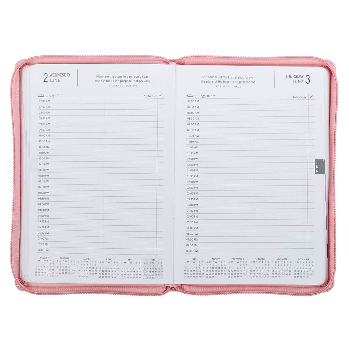 2027 Walk by Faith Pink Faux Leather Executive Planner with Zipper Closure - 2 Corinthians 5:7