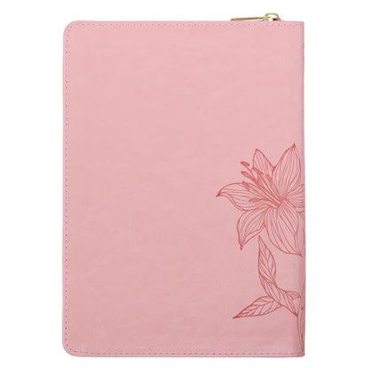 2027 Walk by Faith Pink Faux Leather Executive Planner with Zipper Closure - 2 Corinthians 5:7