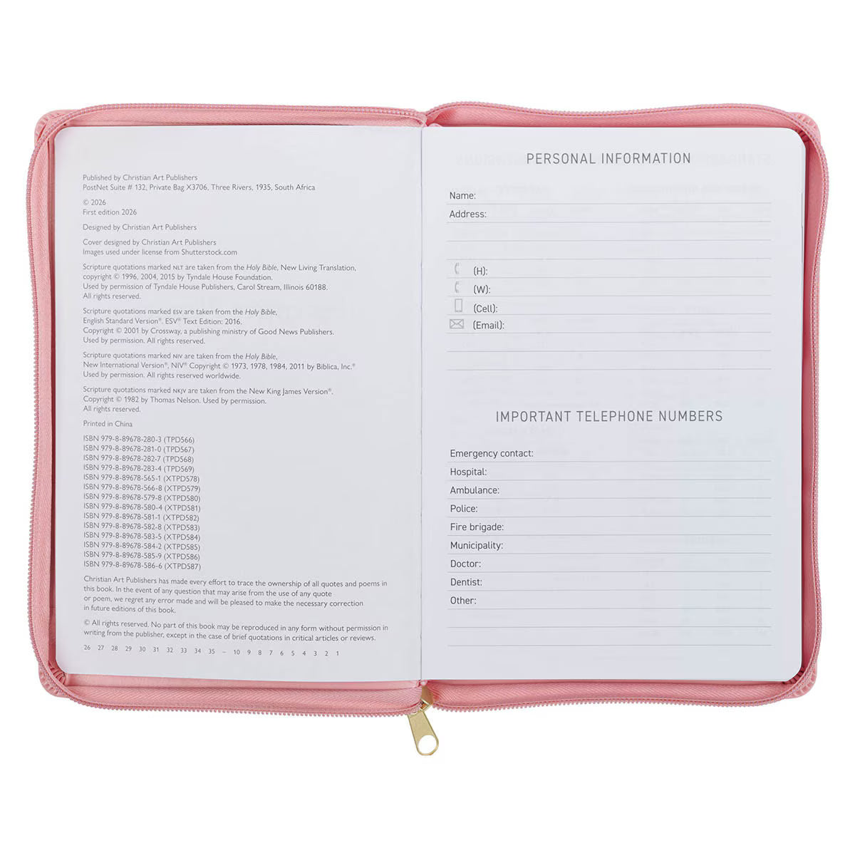 2027 Walk by Faith Pink Faux Leather Executive Planner with Zipper Closure - 2 Corinthians 5:7