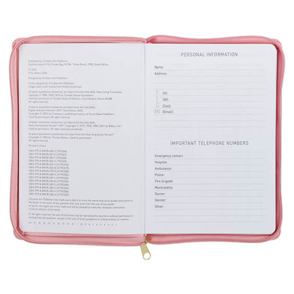 2027 Walk by Faith Pink Faux Leather Executive Planner with Zipper Closure - 2 Corinthians 5:7