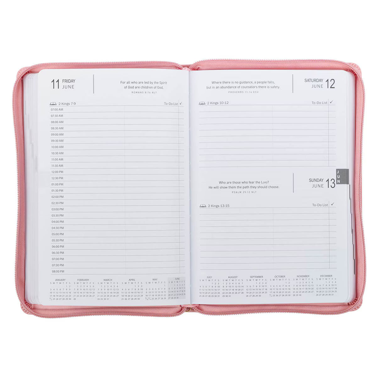 2027 Walk by Faith Pink Faux Leather Executive Planner with Zipper Closure - 2 Corinthians 5:7