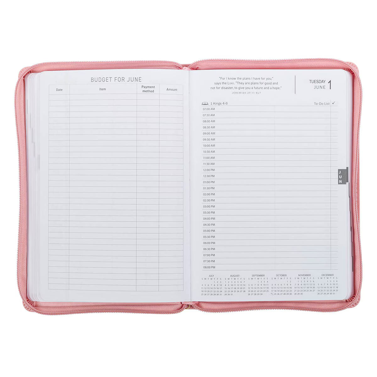 2027 Walk by Faith Pink Faux Leather Executive Planner with Zipper Closure - 2 Corinthians 5:7