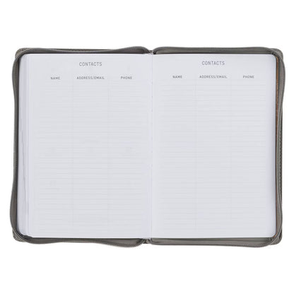 2027 Trust in the Lord Soft Gray Faux Leather Executive Planner with Zipper Closure - Proverbs 3:5