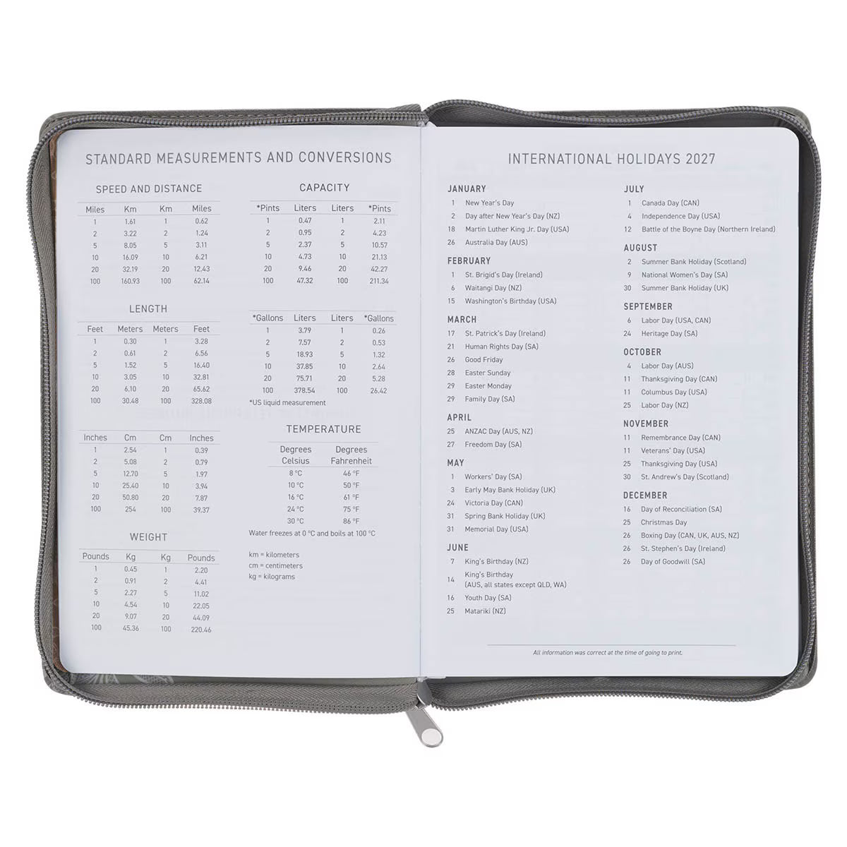 2027 Trust in the Lord Soft Gray Faux Leather Executive Planner with Zipper Closure - Proverbs 3:5