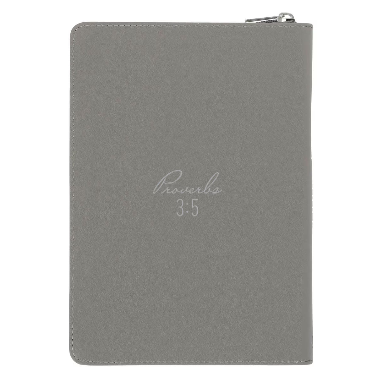 2027 Trust in the Lord Soft Gray Faux Leather Executive Planner with Zipper Closure - Proverbs 3:5