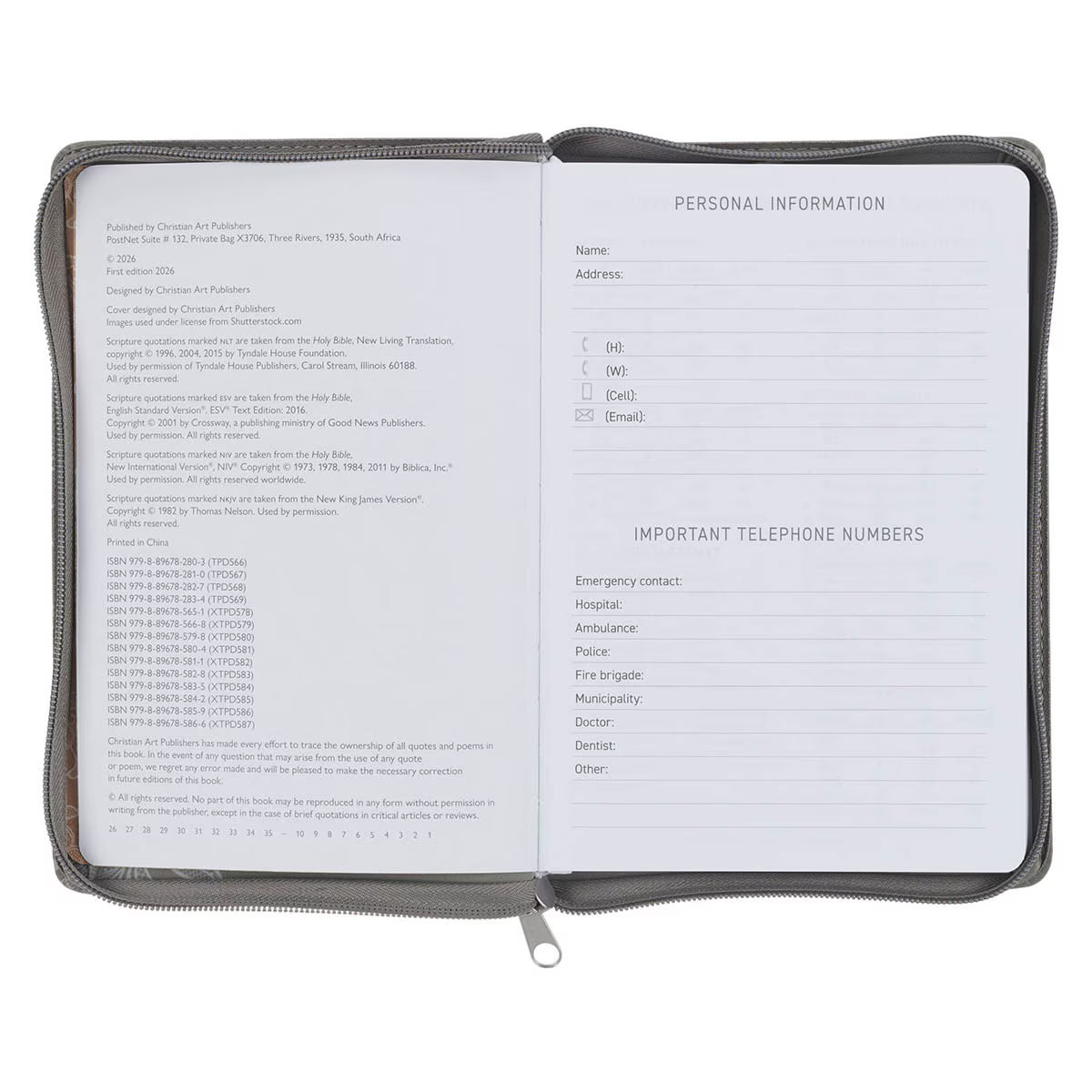 2027 Trust in the Lord Soft Gray Faux Leather Executive Planner with Zipper Closure - Proverbs 3:5