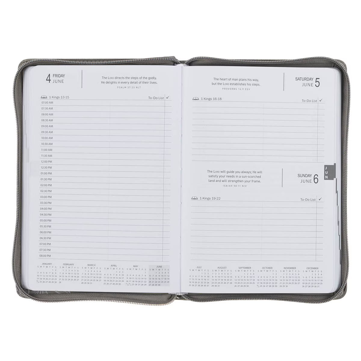 2027 Trust in the Lord Soft Gray Faux Leather Executive Planner with Zipper Closure - Proverbs 3:5