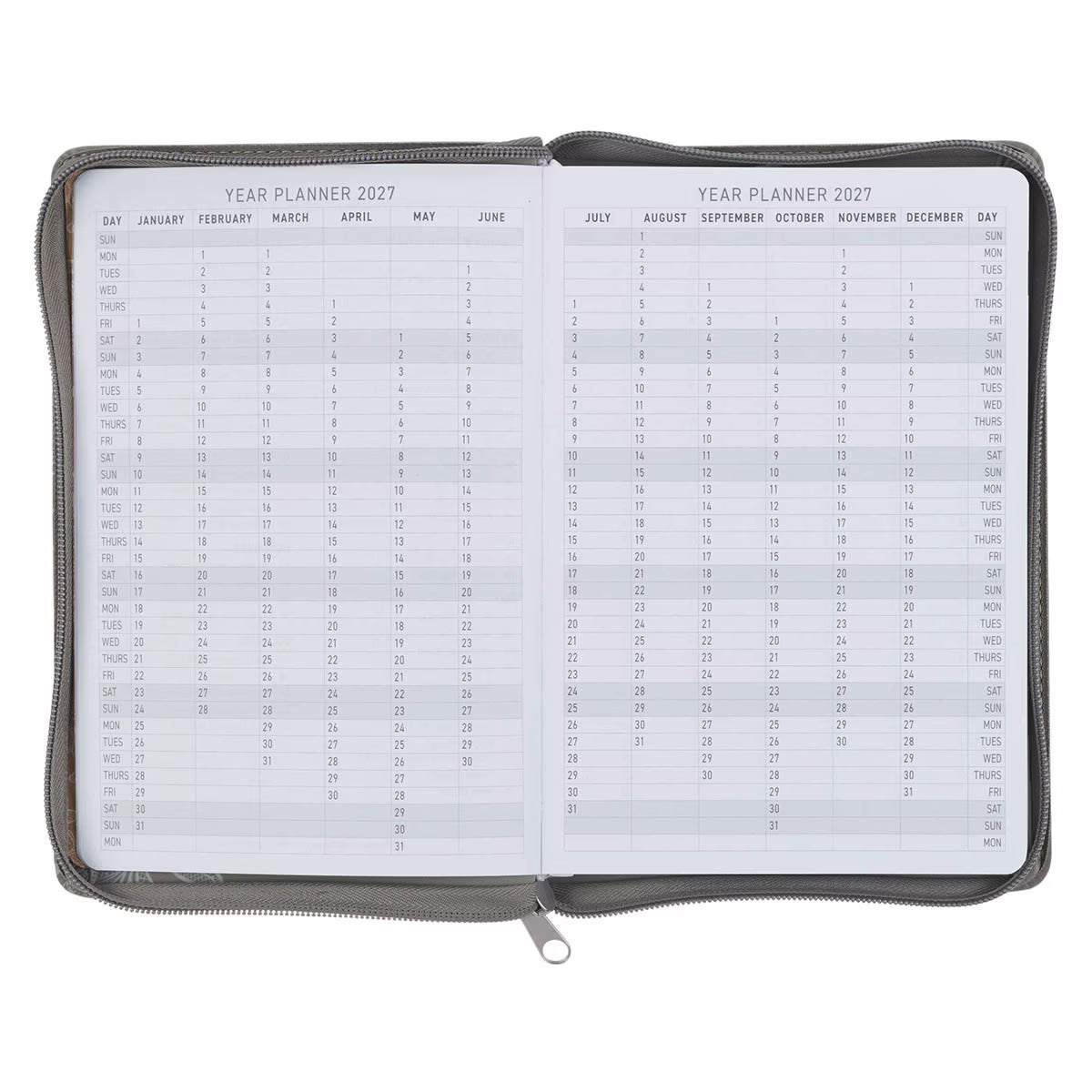 2027 Trust in the Lord Soft Gray Faux Leather Executive Planner with Zipper Closure - Proverbs 3:5