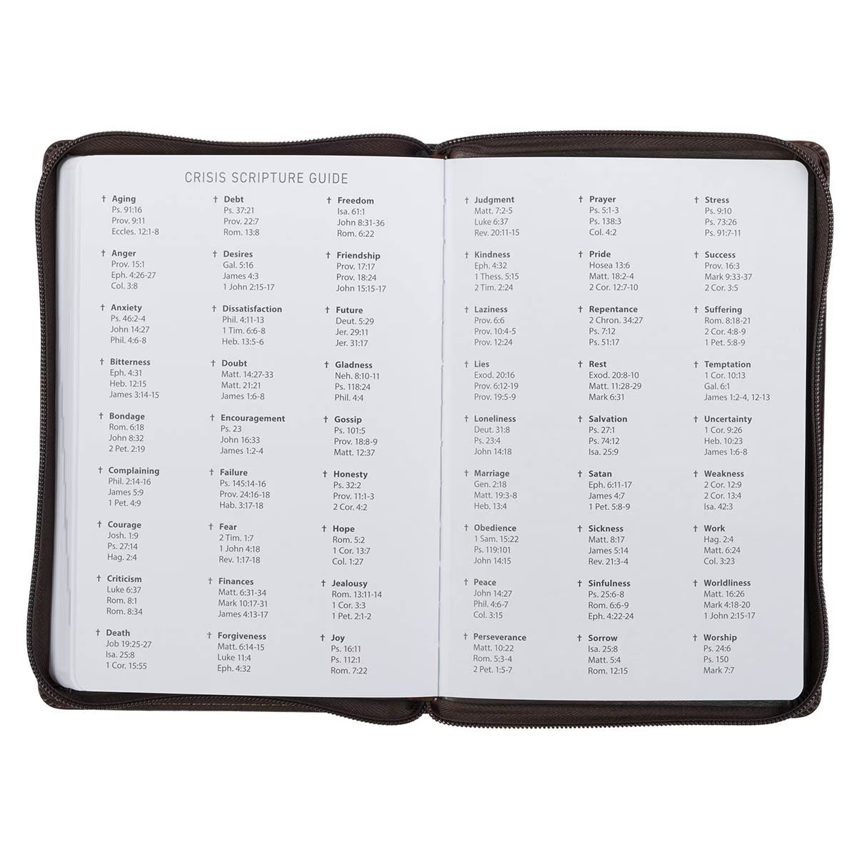 2027 A Man's Heart Smoked Walnut Faux Leather Executive Planner with Zipper Closure - Proverbs 16:9