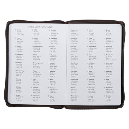 2027 A Man's Heart Smoked Walnut Faux Leather Executive Planner with Zipper Closure - Proverbs 16:9