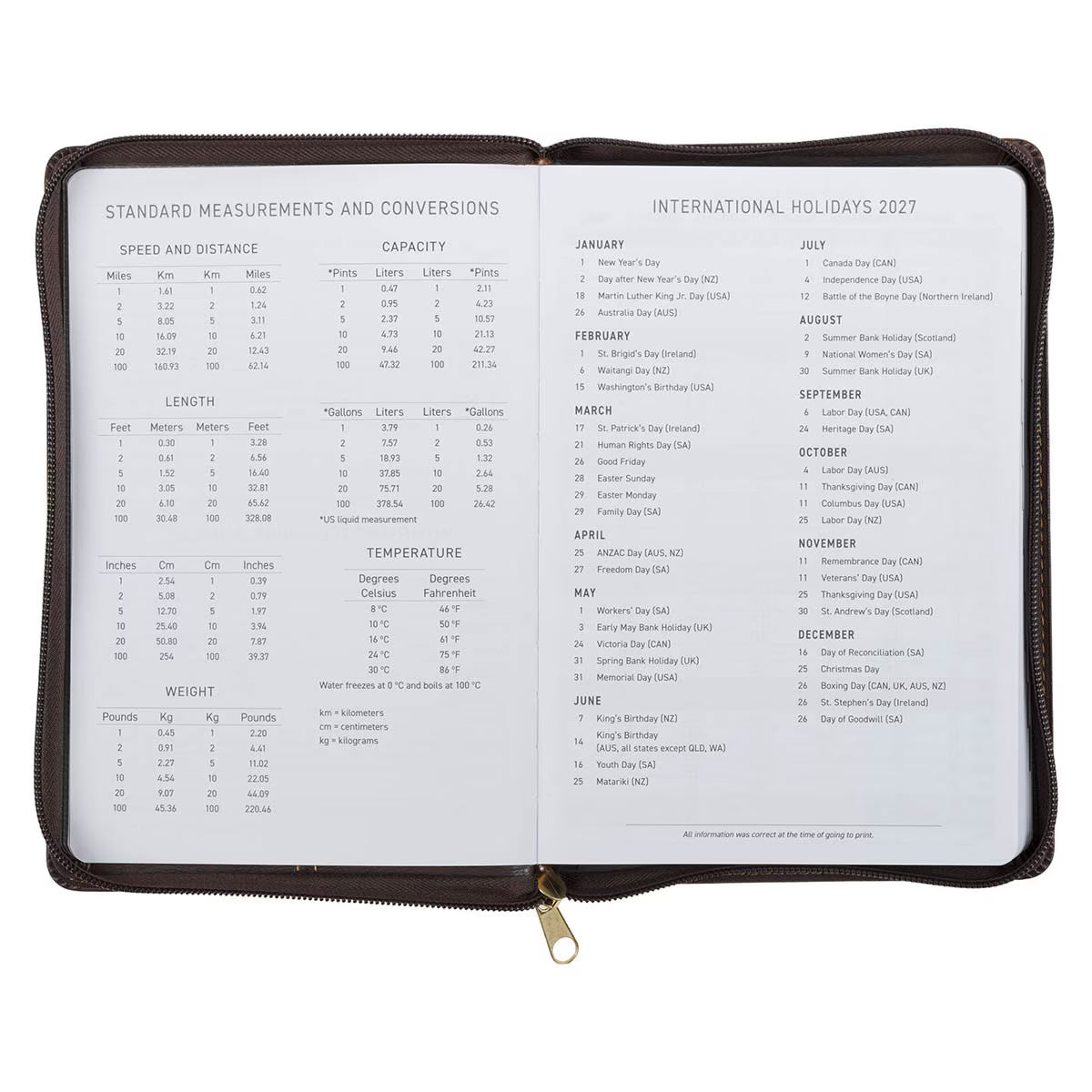 2027 A Man's Heart Smoked Walnut Faux Leather Executive Planner with Zipper Closure - Proverbs 16:9