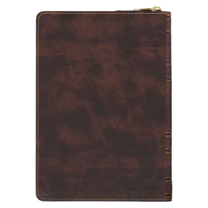 2027 A Man's Heart Smoked Walnut Faux Leather Executive Planner with Zipper Closure - Proverbs 16:9