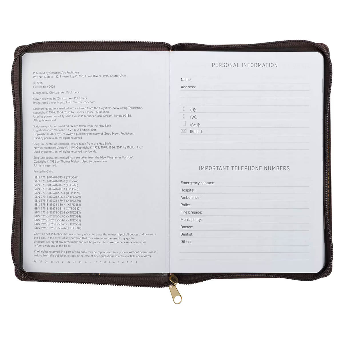 2027 A Man's Heart Smoked Walnut Faux Leather Executive Planner with Zipper Closure - Proverbs 16:9