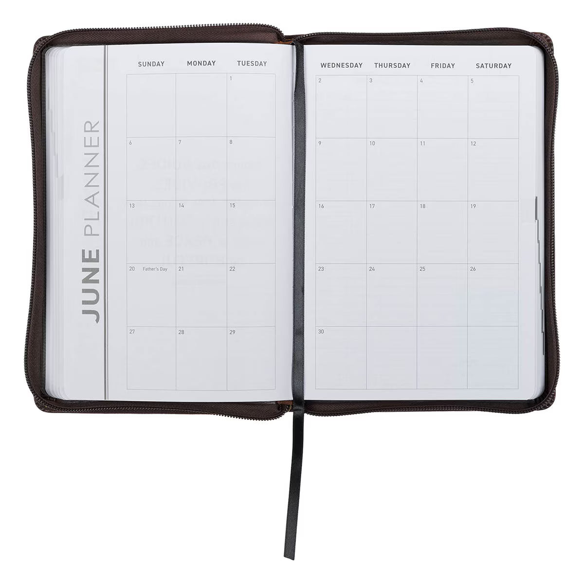 2027 A Man's Heart Smoked Walnut Faux Leather Executive Planner with Zipper Closure - Proverbs 16:9