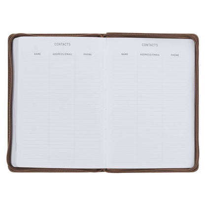2027 I Can Do All This Truffle Brown Faux Leather Executive Planner with Zipper Closure - Philippians 4:13