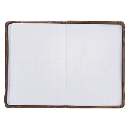 2027 I Can Do All This Truffle Brown Faux Leather Executive Planner with Zipper Closure - Philippians 4:13