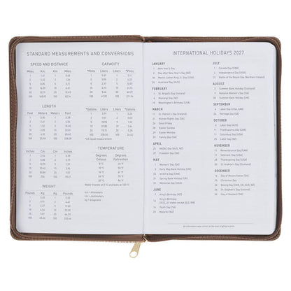 2027 I Can Do All This Truffle Brown Faux Leather Executive Planner with Zipper Closure - Philippians 4:13