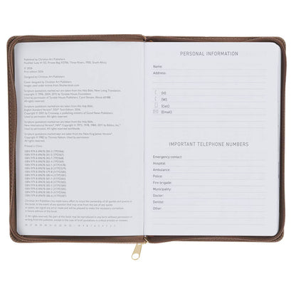 2027 I Can Do All This Truffle Brown Faux Leather Executive Planner with Zipper Closure - Philippians 4:13