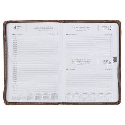 2027 I Can Do All This Truffle Brown Faux Leather Executive Planner with Zipper Closure - Philippians 4:13