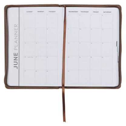 2027 I Can Do All This Truffle Brown Faux Leather Executive Planner with Zipper Closure - Philippians 4:13