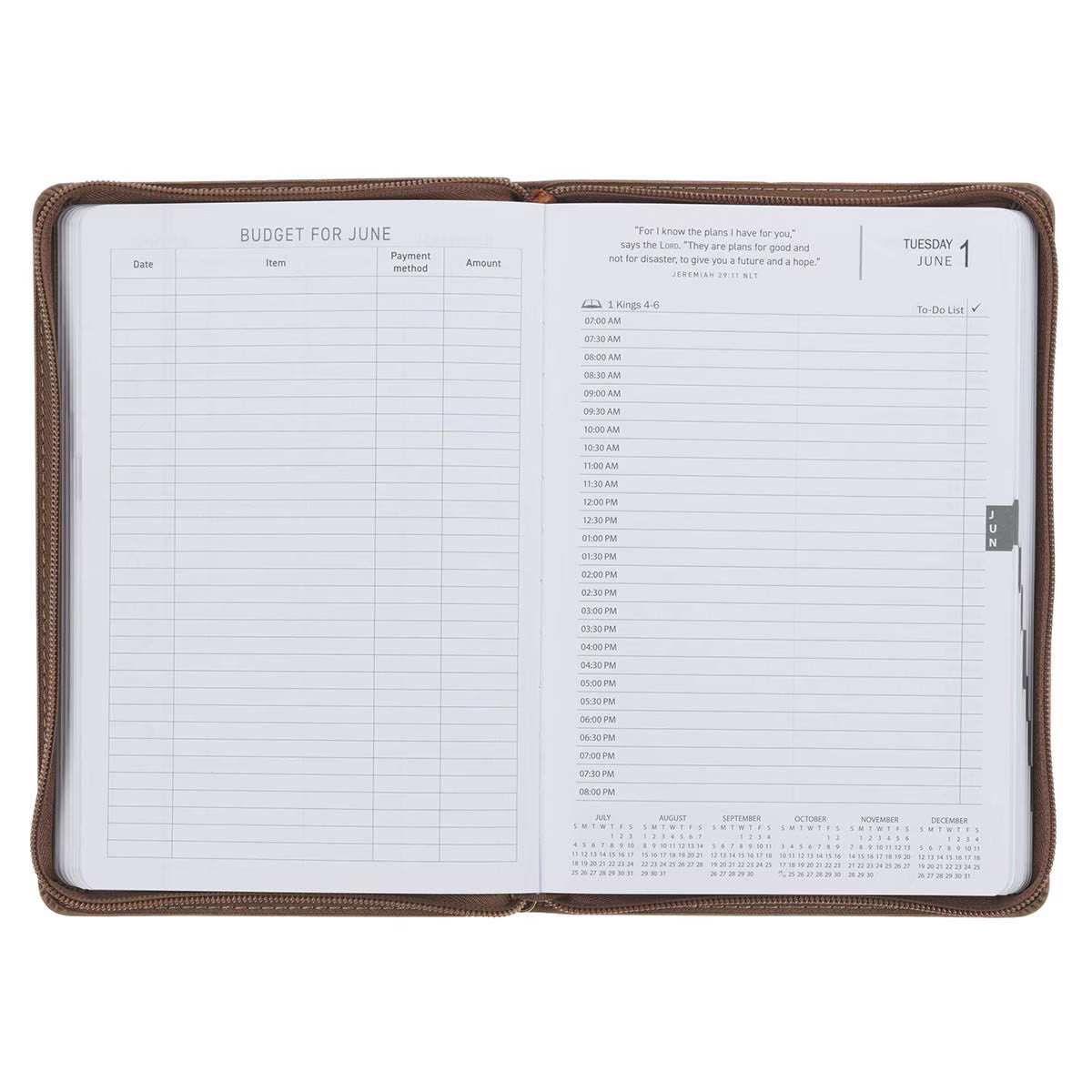 2027 I Can Do All This Truffle Brown Faux Leather Executive Planner with Zipper Closure - Philippians 4:13