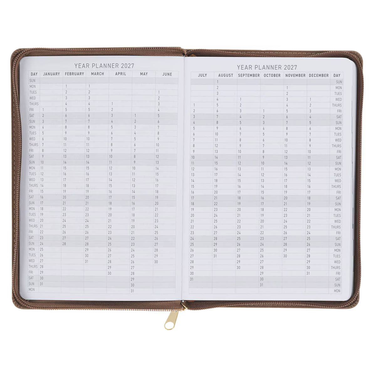 2027 I Can Do All This Truffle Brown Faux Leather Executive Planner with Zipper Closure - Philippians 4:13
