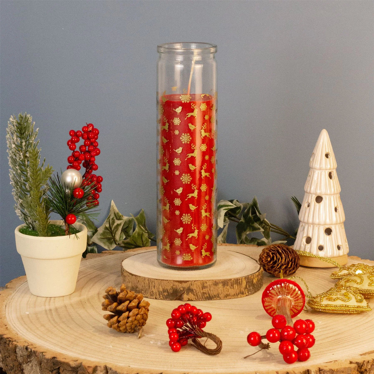 Christmas Advent Pillar Candle in Glass Jar | Pillar Christmas Candle 21cm