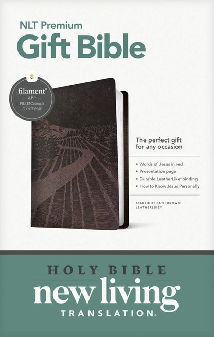 Premium Gift Bible NLT, Filament Enabled (LeatherLike, Starlight Path Brown, Red Letter)