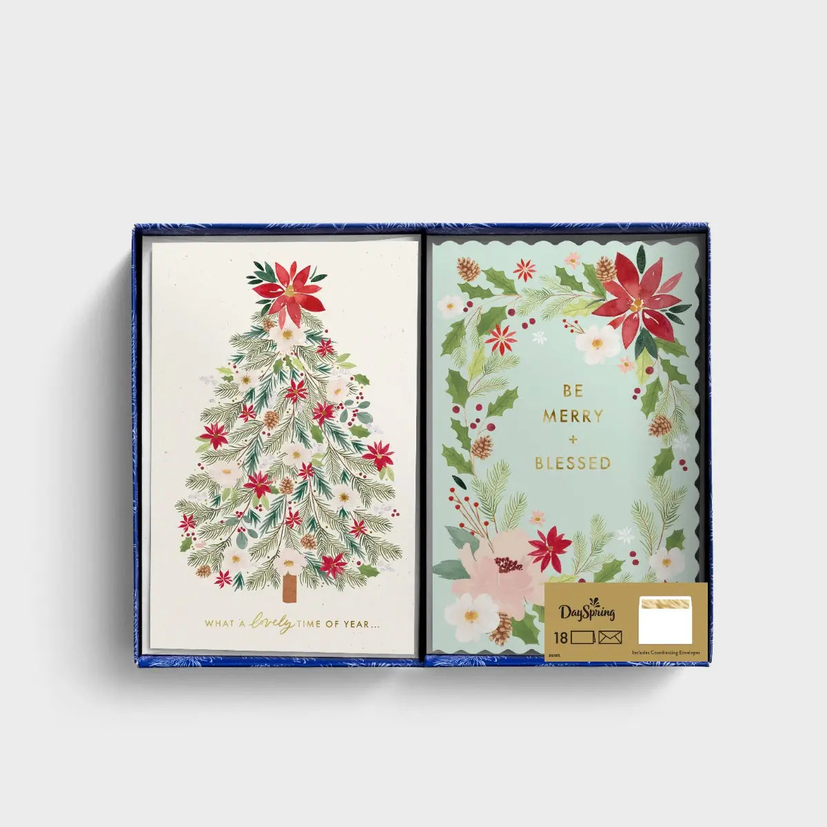 Be Merry + Blessed - 18 Assorted Christmas Boxed Cards and Envelopes